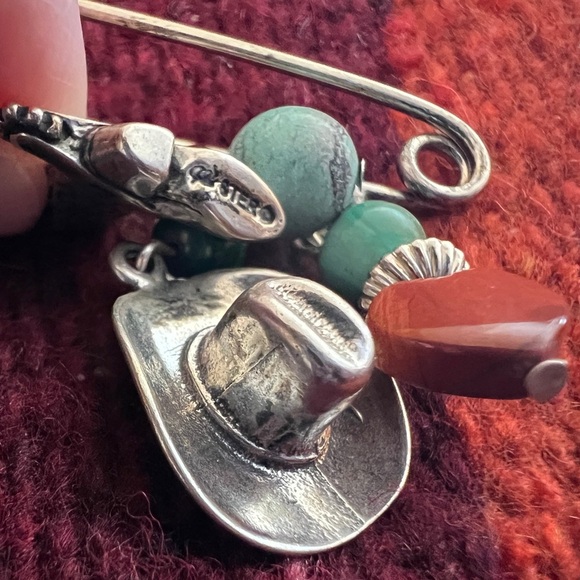 ❤️ HTF Carolyn Pollock American West Charm Brooch / Hat Pin Southwestern Signed - Picture 3 of 7